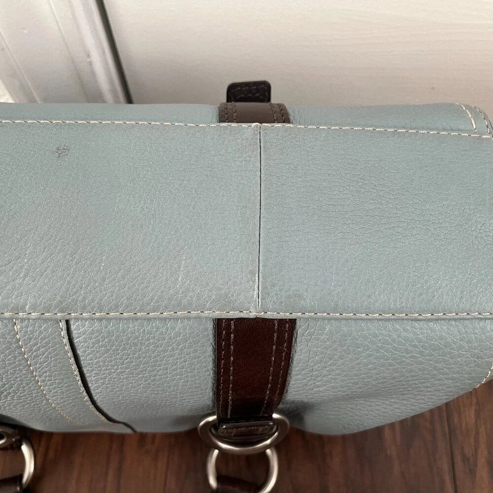COACH ~ Blue/Brown F12334 Pebble Leather Chelsea Satchel w/ Silver Hardware - Picture 9 of 14